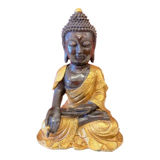 Antique Gilt Bronze Buddha with Pearl of Wisdom For Sale