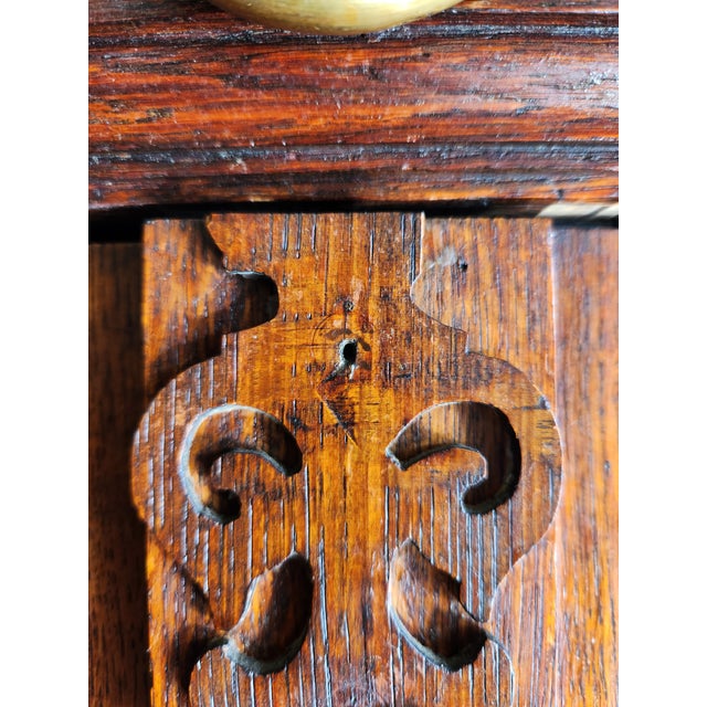 Late 19th Century Late 19th Century Jacobean Revival Carved Breakfront Hutch With Brass Panels For Sale - Image 5 of 7
