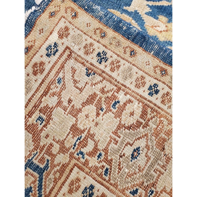 Textile Antique Persian Sultanabad Handmade Oriental Light Blue & Terracotta Rug For Sale - Image 7 of 12
