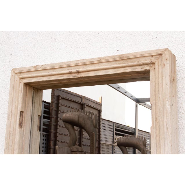 Farmhouse Grand Sun Bleached Architectural Teak Mirror For Sale - Image 3 of 7