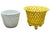 Vintage Ceramic Woven Cachepots Yellow & White For Sale - Image 4 of 7