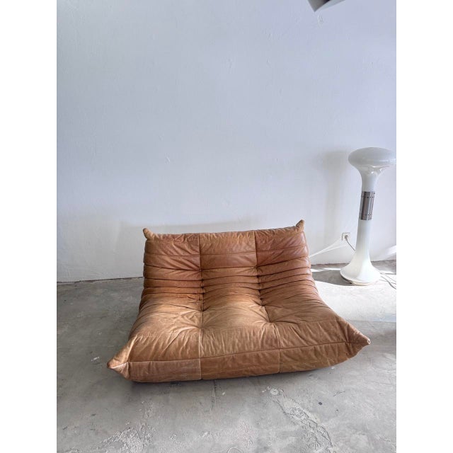 Cognac Togo Leather Set by Michel Ducaroy for Ligne Roset, 2010s, Set of 3 For Sale - Image 6 of 18