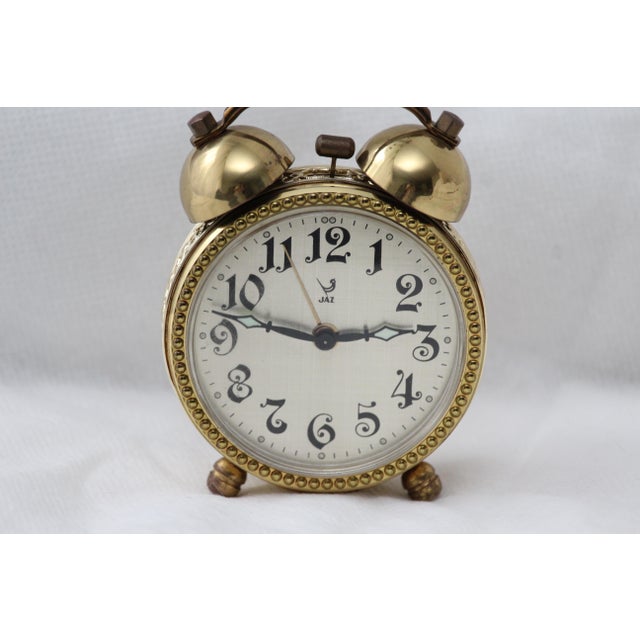 Gold Alarm Desk Clock in Brass, 1970s For Sale - Image 4 of 15