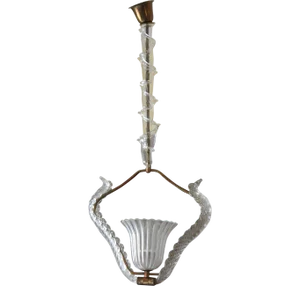 1920's Italian Art Deco Barovier & Toso Murano Art Glass Pendant Fixture/ Lantern/ Chandelier