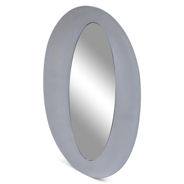 Modern 1970s Sculptural Modernist Oval Mirror by Artist Lorenzo Burchiellaro For Sale - Image 3 of 5