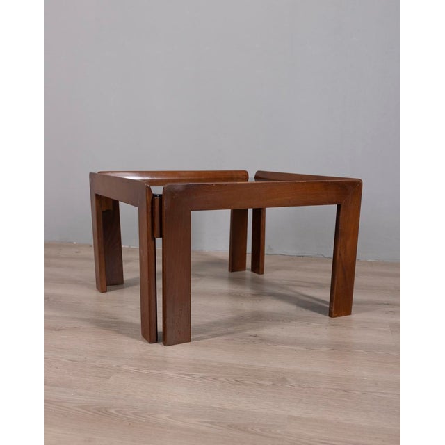 Vintage Italian Wood and Glass Coffee Table, 1970s For Sale - Image 4 of 9