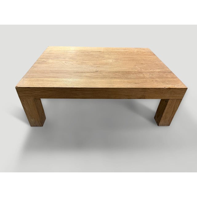 Andrianna Shamaris Minimalist Natural Teak Wood Coffee Table For Sale In New York - Image 6 of 6