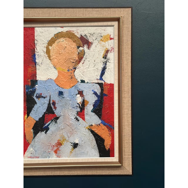 Hans Osswald, Girl in Light Blue Dress, 1950s, Oil Painting on Canvas, Framed For Sale - Image 4 of 18