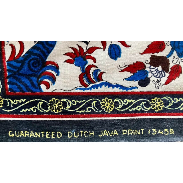 Mid 20th Century Vintage Authentic Dutch Java Fabric Chintz Wall Hanging With Intricate Animal and Floral Motifs For Sale - Image 5 of 9