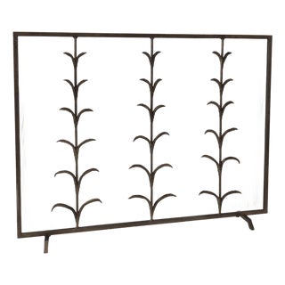 Warm Black Lily Stems Fireplace Screen Iron For Sale