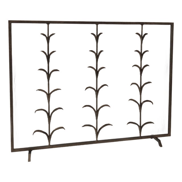 Warm Black Lily Stems Fireplace Screen Iron For Sale