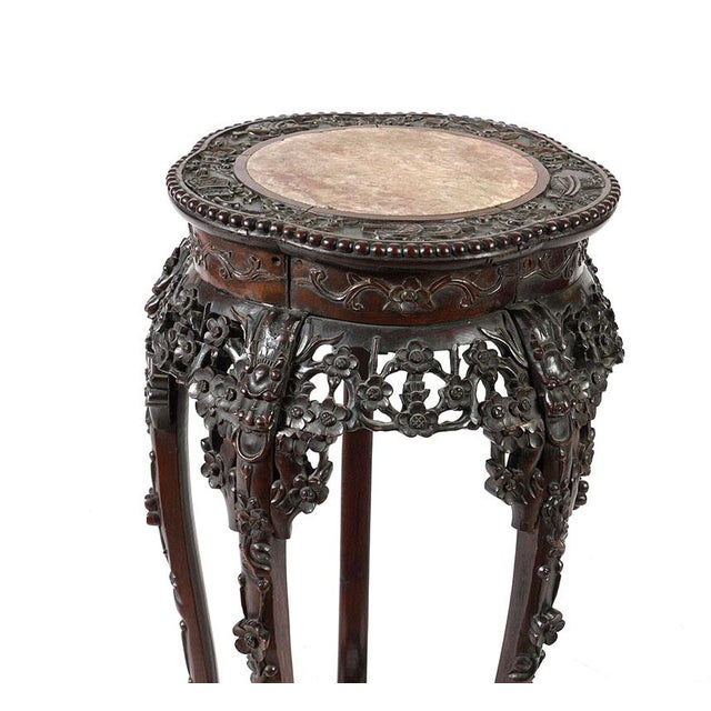 Antique Chinese Rosewood Qing Pedestal / Stand With Marble Top Chairish