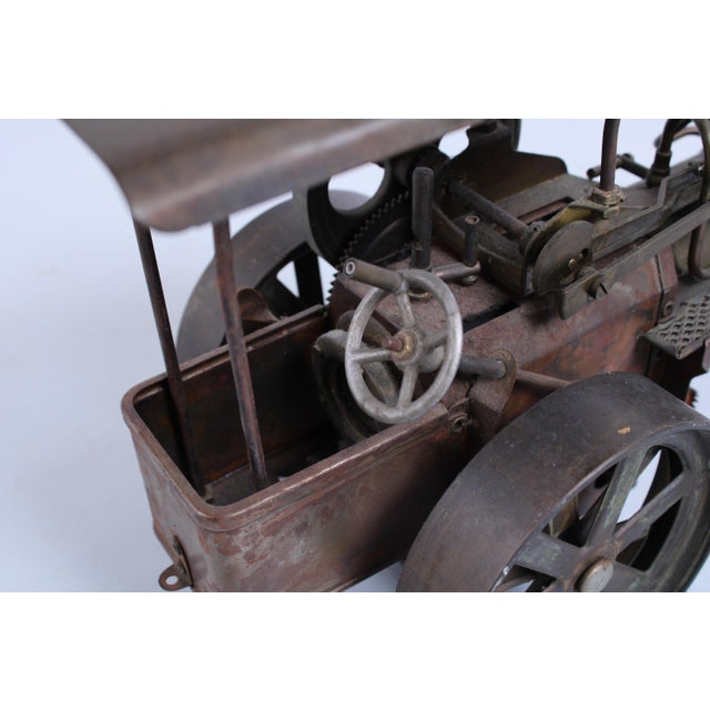 Industrial Revolution Style Brass Steam Engine Tractor attributed to Wilesco, 1970s For Sale - Image 9 of 15