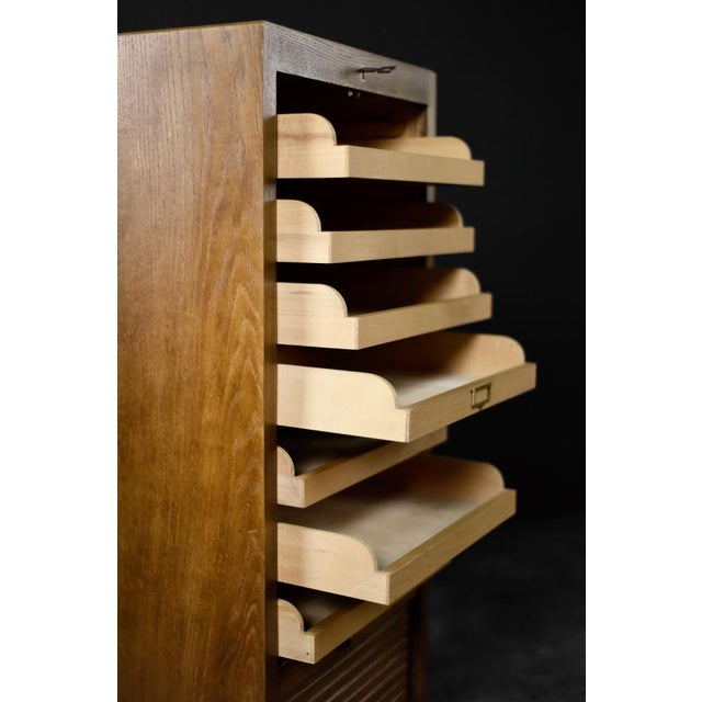 Vintage Industrial Danish Brown Oak Cabinet with Multiple Drawers, 1950s For Sale - Image 16 of 18