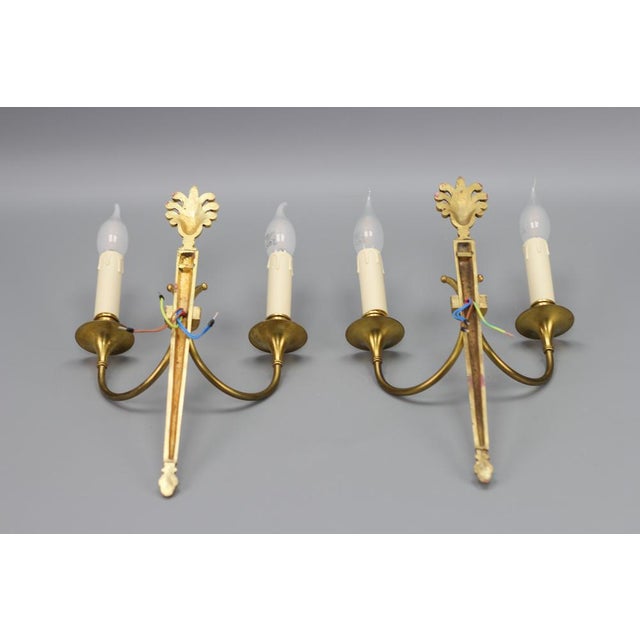 French Art Deco Brass Twin-Arm Sconces, 1930, Set of 2 For Sale - Image 14 of 18