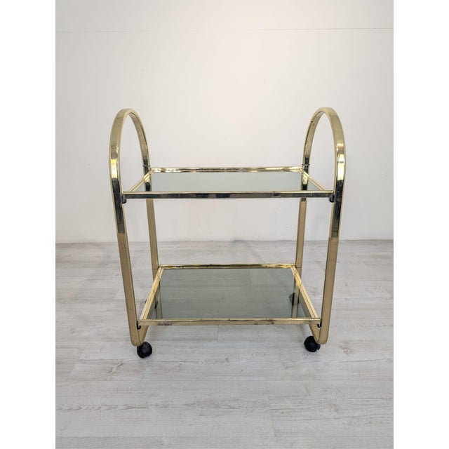Hollywood Regency Italian Mobile Brass Bar, 1970s For Sale - Image 3 of 16