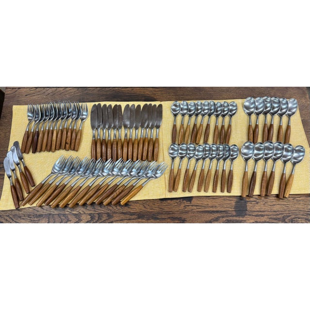 Mid 20th Century Vintage Dansk "Fjord" Flatware Set - Estate, Rare 3-Generation Hallmarks - Pristine 72 Pieces For Sale - Image 5 of 12