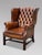 Animal Skin Antique Wing Back Chairs in Brown Leather, 1890, Set of 2 For Sale - Image 7 of 11