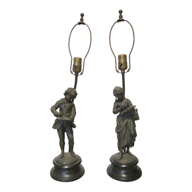 Victorian Spelter Figural Table Lamps a Pair Chairish