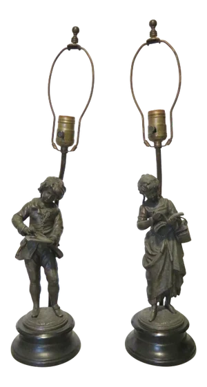 Victorian Spelter Figural Table Lamps - a Pair