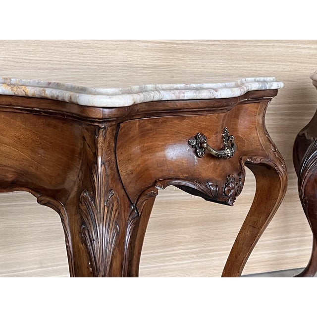 Large French Nightstands with Drawers and Cabriole Legs, 1900s, Set of 2 For Sale - Image 12 of 15