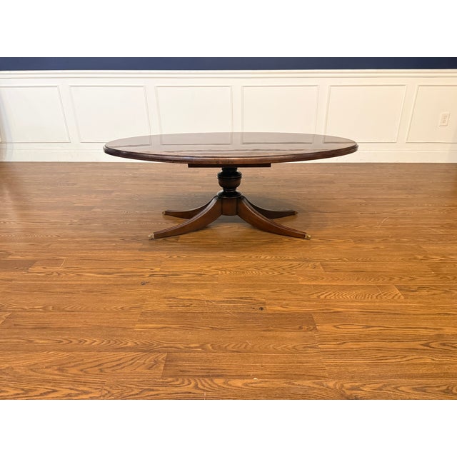 Brown Traditional Oval Mahogany Cocktail Table by Leighton Hall - Showroom Sample For Sale - Image 8 of 14