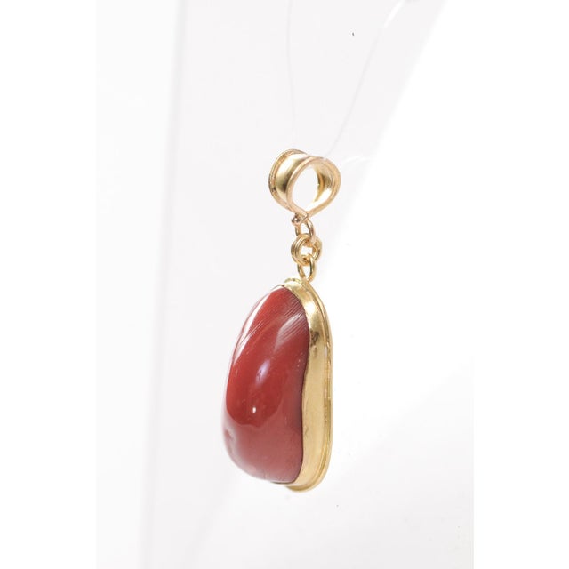 Metal Coral Pendant W 21k Gold Trim & Bail For Sale - Image 7 of 8