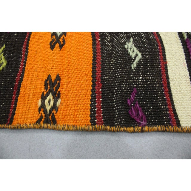 Pumpkin 1970s Southwestern Style Handmade Pumpkin Orange Turkish Kilim Area Rug For Sale - Image 8 of 11