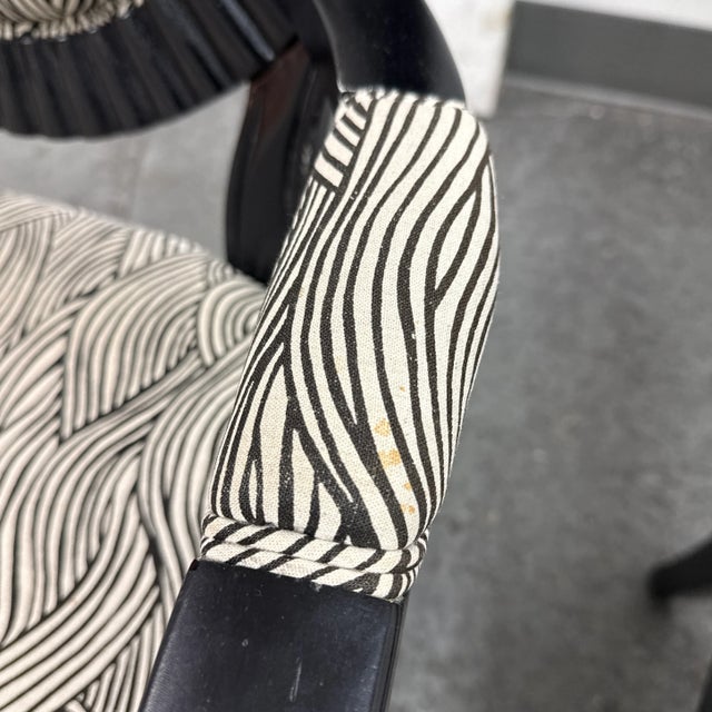 Black Louis XVI Style Black & White Armchairs, Pair For Sale - Image 8 of 12