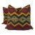 Mind the Gap "Pyramidenspitzer Fabric" in Green/Red/Yellow 22" Pillows-a Pair For Sale