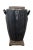 Gothic Late 20th Century Black & Silver Basketweave Handled Footed Flower Urn Centerpiece Vase For Sale - Image 3 of 12
