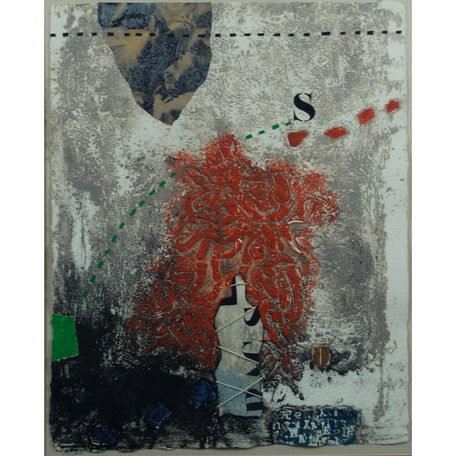 A richly textured carborundum print by French abstract artist James Coignard (1925–2008), known for his materially...