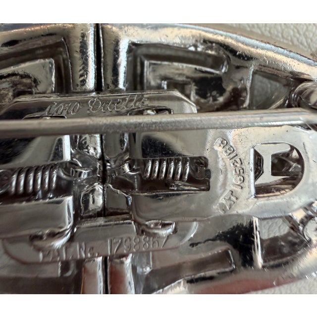 Coro Vintage Coro Duette Art Deco Rhodium Plated Double Dress and Shoe Clip Brooch For Sale - Image 4 of 4