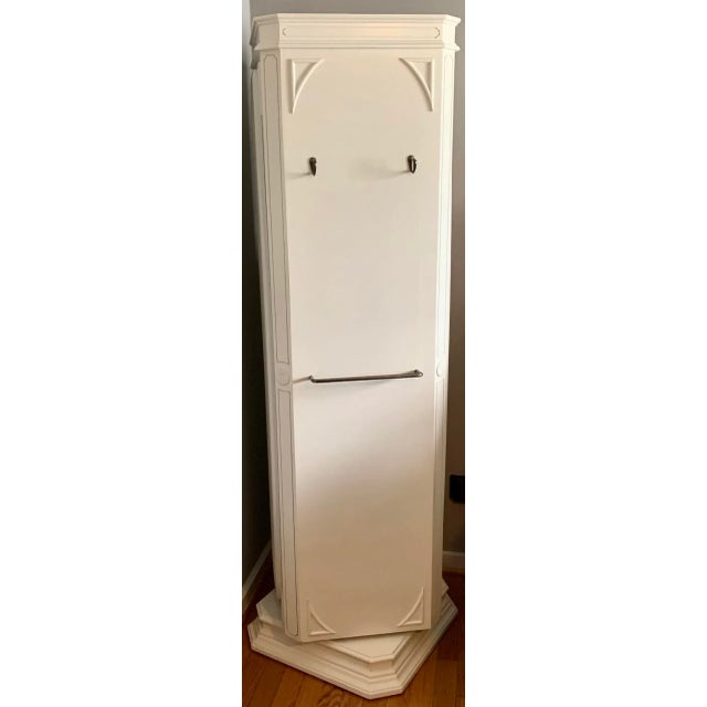 Late 20th Century Bright White Rotating Mirrored Jewelry Armoire For Sale - Image 5 of 7