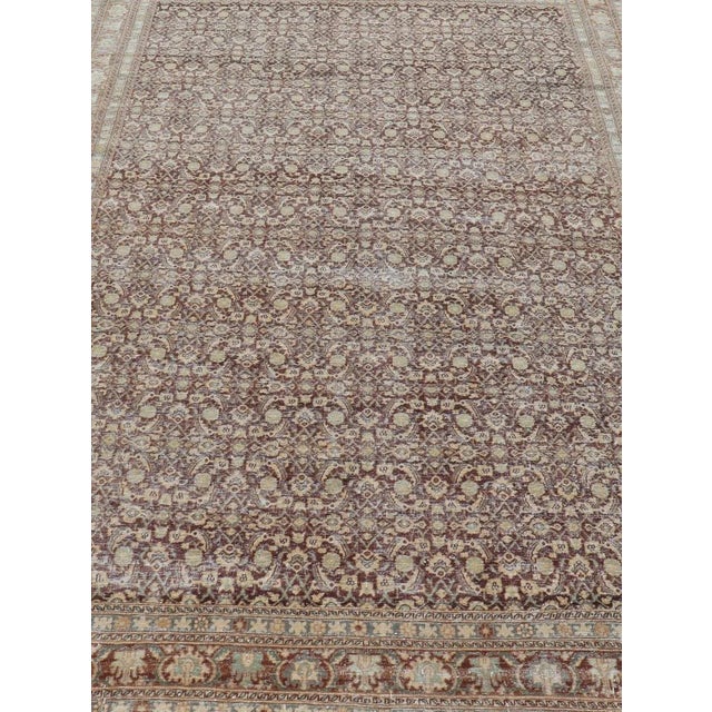 Early 20th Century Persian Tabriz Antique Rug in Herati Design in Dark Arginine Blue and Tan For Sale - Image 4 of 13