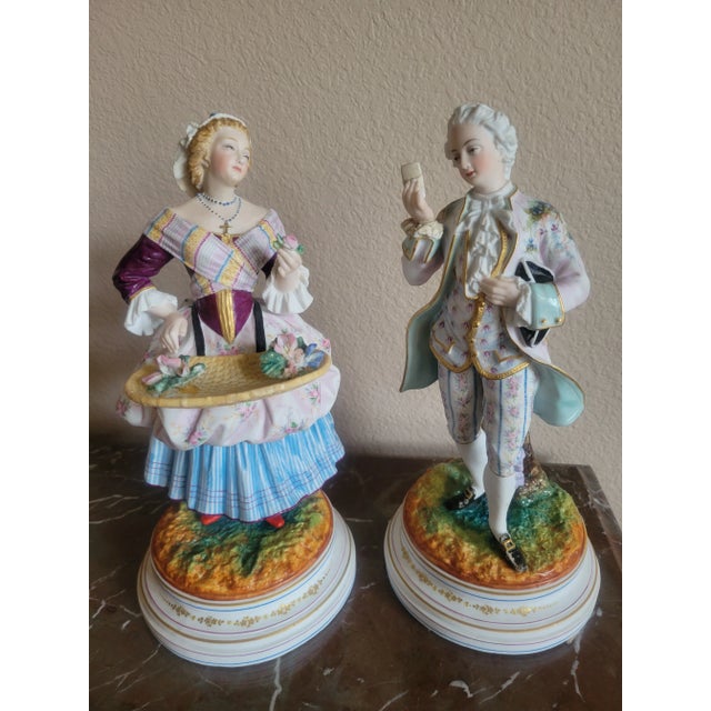 Mid 20th Century Monvoisin Porcelain Figurines - Set of 2 For Sale - Image 12 of 12