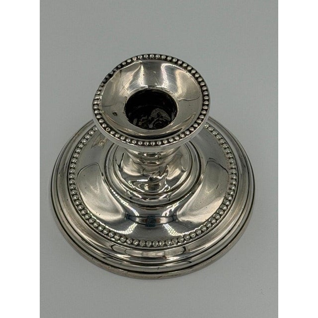 Antique Sterling Silver Candlesticks With Beaded Rim Detail - a Pair For Sale - Image 9 of 13