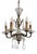 Antique French Brass and Glass Five-Light Chandelier, 1930s For Sale