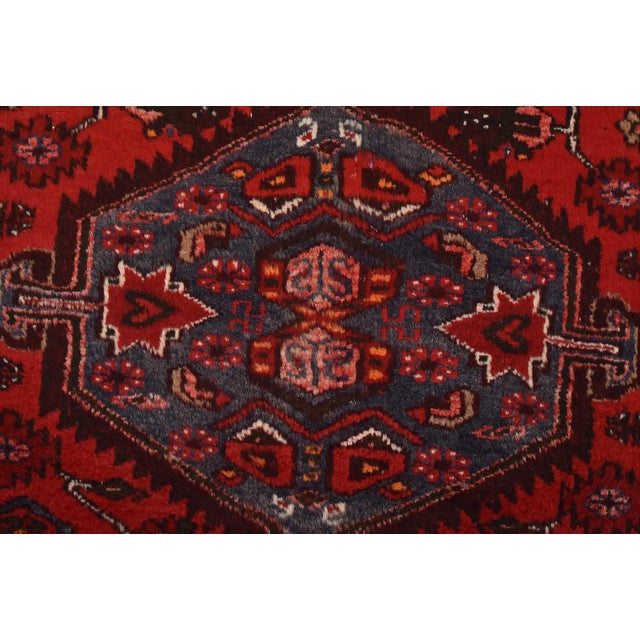 1980s Zanjan Runner 3’4” X 10′ Red Wool Vintage Tribal Hand-Knotted Oriental Rug For Sale - Image 5 of 15