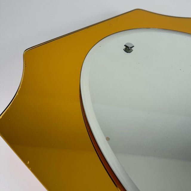 Amber Glass Wall Mirror with Integrated Lights, 1970s For Sale - Image 9 of 11