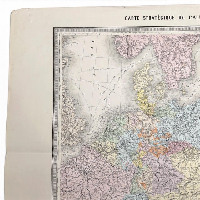 French 1866 Original French Strategic Military Map of Germany & Upper Italy, Hand-Colored For Sale - Image 3 of 11