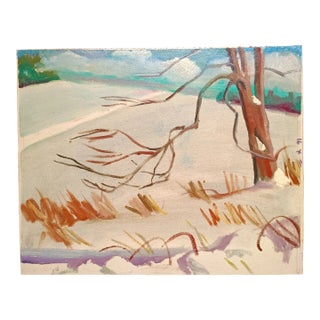 Winterscape Abstract, Original Oil Painting For Sale