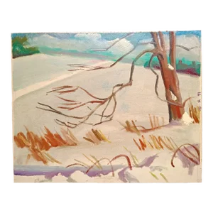Winterscape Abstract, Original Oil Painting