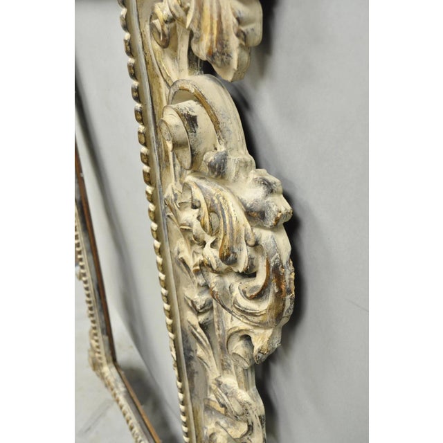 Large 78" Italian Baroque Rococo White Distress Painted Mirror Art Picture Frame For Sale - Image 14 of 17