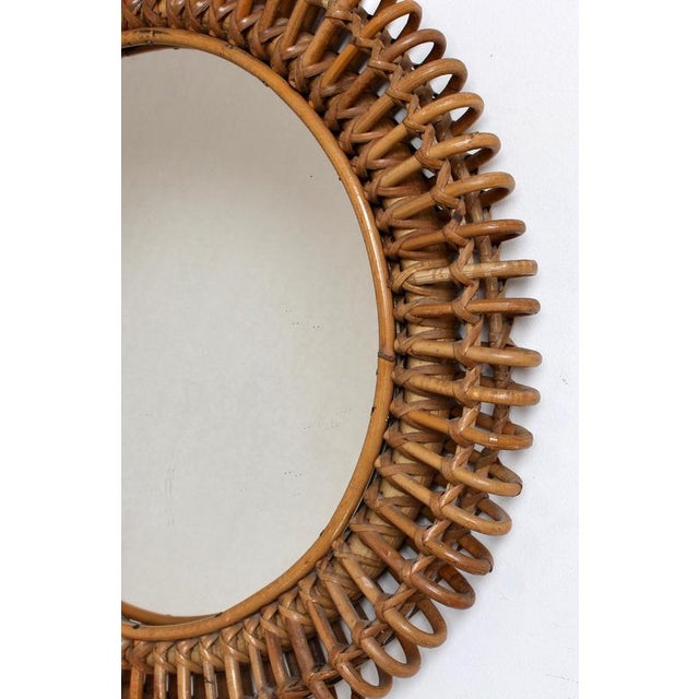 1960s Vintage Italian Rattan Wall Mirror, 1960s For Sale - Image 5 of 11