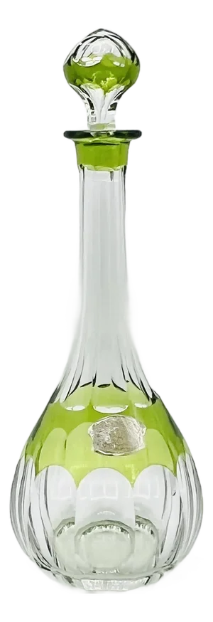 Mid-Century Modern Hand-Blown Green Cut-to-Clear Crystal Osram Decanter with Stopper from Val St. Lambert, 1950s