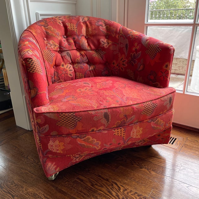 Vintage Erwin Lambeth club chair. Was part of a set that had original tag. Very comfortable and sturdy construction.