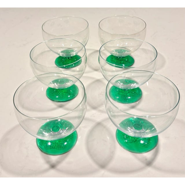 Green Glow Green Footed Dessert Glasses by Mikasa- Set of 6 For Sale - Image 8 of 12