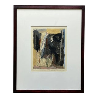Vintage Signed Abstract Expressionist Oil Painting on Paper For Sale