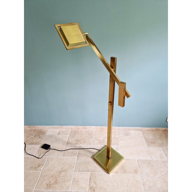 Hollywood Regency Brass Floor Lamp with Counterweight System, 1970s For Sale - Image 17 of 18